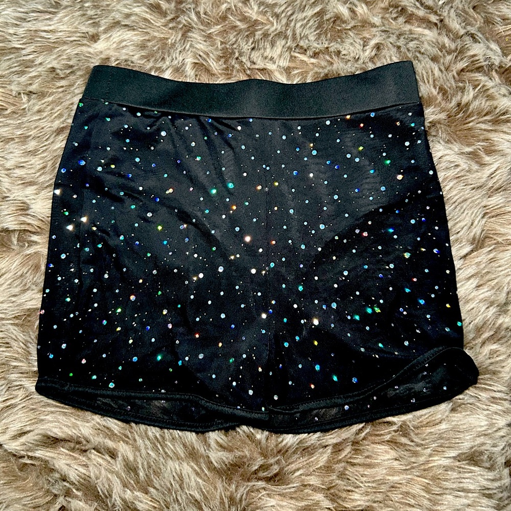 mesh glittery shorts